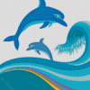 Aeshetic Dolphin In Waves Diamond Painting