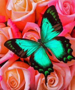 Aesthetic Pink Roses With Butterfly Diamond Painting