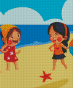 Aesthetic Two Girls On Beach Diamond Painting