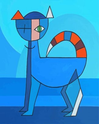 Blue Cubist Cat Diamond Painting