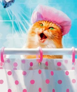 Cat In Shower Art Diamond Painting