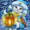 Christmas White Cat Diamond Painting