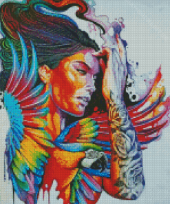 Colorful Abstract Parrot Woman Diamond Painting