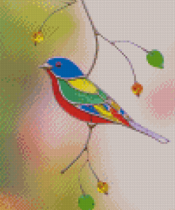 Colorful Glass With Bird Diamond Painting