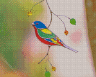 Colorful Glass With Bird Diamond Painting