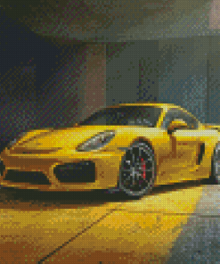 Cool Yellow Porsche Car Diamond Painting