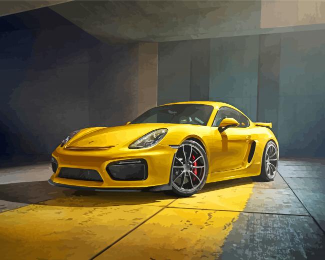 Cool Yellow Porsche Car Diamond Painting
