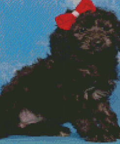 Cute Black Whoodle Puppy Diamond painting