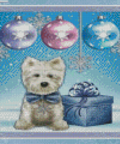 Cute White Westie Christmas Diamond Painting