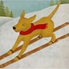 Dog Skiing In Snow Diamond Painting