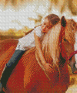 Little Girl On Horse Diamond Painting