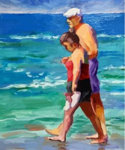 Old Couple At Beach Diamond Painting