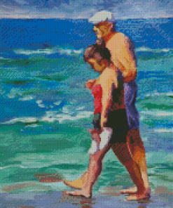 Old Couple At Beach Diamond Painting
