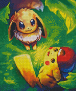 Pikachu And Eevee Pokemon Go Diamond Painting