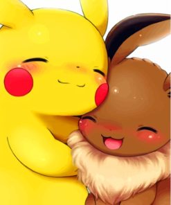 Pikachu And Eevee Pokemon Go Video Game Diamond Painting