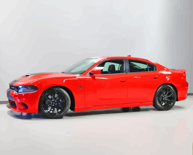 Red 2001 Dodge Charger Diamond Painting