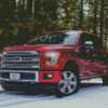 Red Ford Truck In Snow Diamond Painting