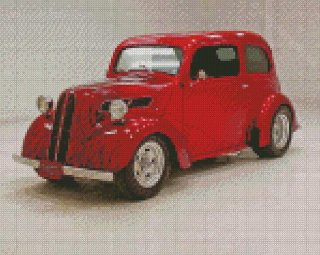 Red Vintage Ford Anglia Car Diamond Painting