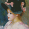 Vintage Lady With Black Hat Diamond Painting