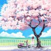 Anime Cherry Blossom Tree And Girl Diamond Painting