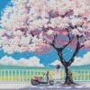 Anime Cherry Blossom Tree And Girl Diamond Painting