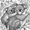 Black And White Koala Mother And Baby Diamond Painting