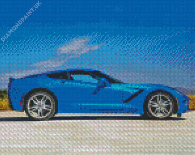 Blue Corvette Car Vehicle Diamond Painting