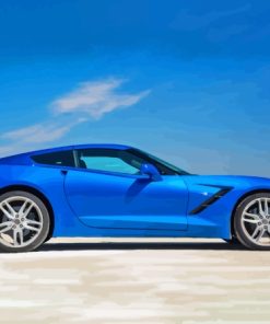 Blue Corvette Car Vehicle Diamond Painting