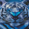 Blue Eyes Tiger With Blue Butterfly Diamond Painting