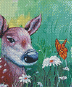 Deer With Butterfly Diamond Painting