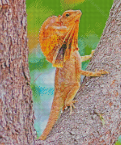 Frilled Lizard On Tree Diamond Painting