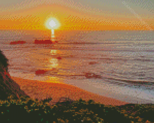 Highway California Sunset Seascape Diamond Painting