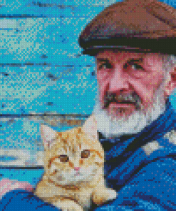 Old Man And Cat Diamond Painting