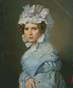 Portrait Of A Lady In Blue Dress Christian Albrecht Jensen Diamond Painting