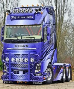 Purple Volvo Truck Vehicle Diamond Painting