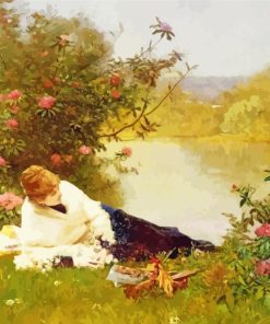 Vintage Woman By River Diamond Painting