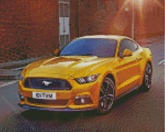 Yellow 2017 Ford Mustang Car Diamond Painting