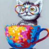 Colorful Cat In Cup Diamond Painting