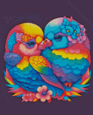 Colorfull Birds Heart Diamond Painting