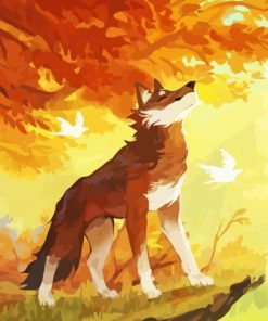 Cute Autumn Wolf Diamond Painting