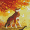 Cute Autumn Wolf Diamond Painting