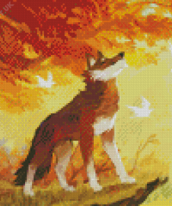 Cute Autumn Wolf Diamond Painting