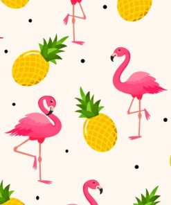 Flamingo And Pineapple Fruit Diamond Painting