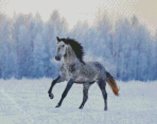 Horse Snow Diamond Painting