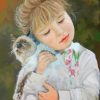 Little Girl Holding Cat Diamond Painting