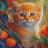 Mini Cat And Oranges Diamond Painting