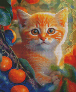 Mini Cat And Oranges Diamond Painting