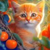 Mini Cat And Oranges Diamond Painting