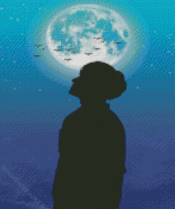 Moon With Boy Silhouette Diamond Painting