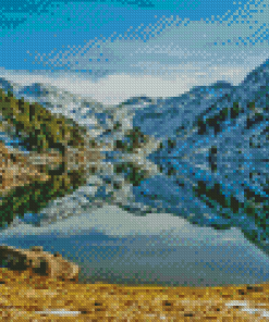 Mountains Water Reflection Pyrenees Diamond Painting